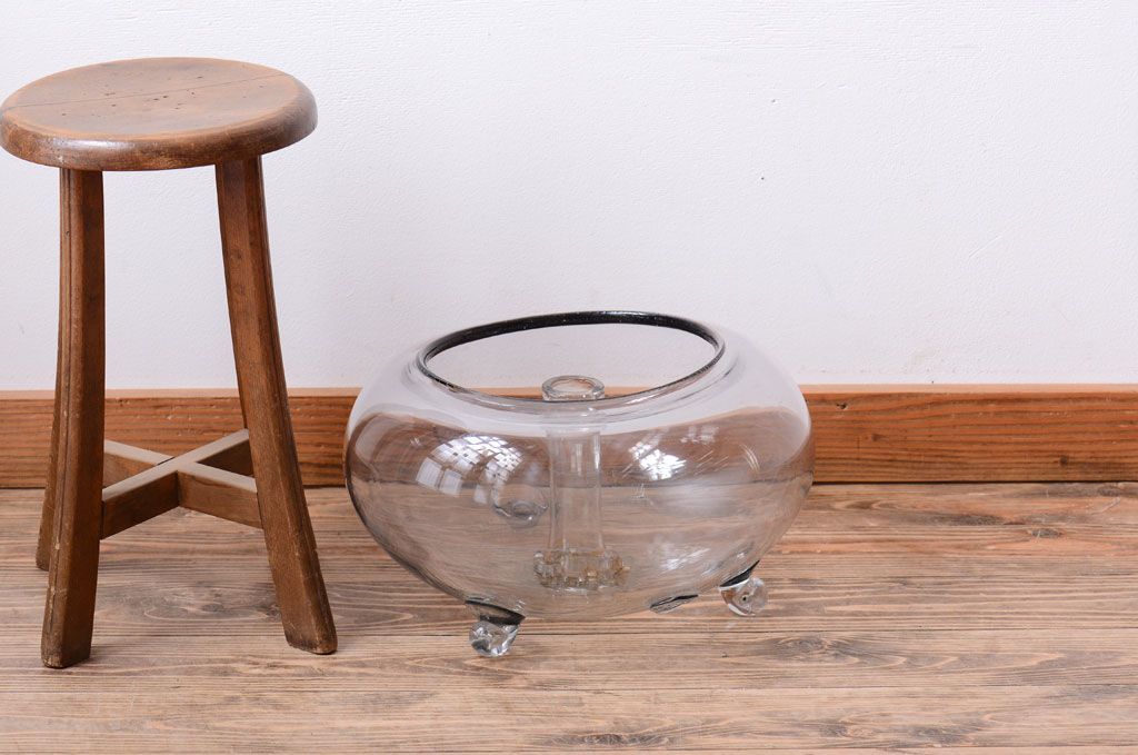 アンティーク雑貨　和製アンティーク　レトロ　大きなガラス鉢(金魚鉢・飾り鉢)