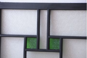 大正ロマン　当時物色ガラス入り!モダンなペイント引き戸4枚セット(窓)(1)