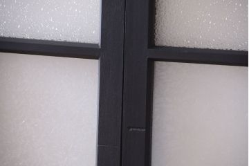 大正ロマン　当時物色ガラス入り!モダンなペイント引き戸4枚セット(窓)(1)