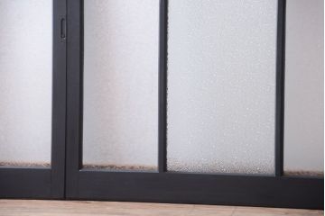 大正ロマン　当時物色ガラス入り!モダンなペイント引き戸4枚セット(窓)(1)