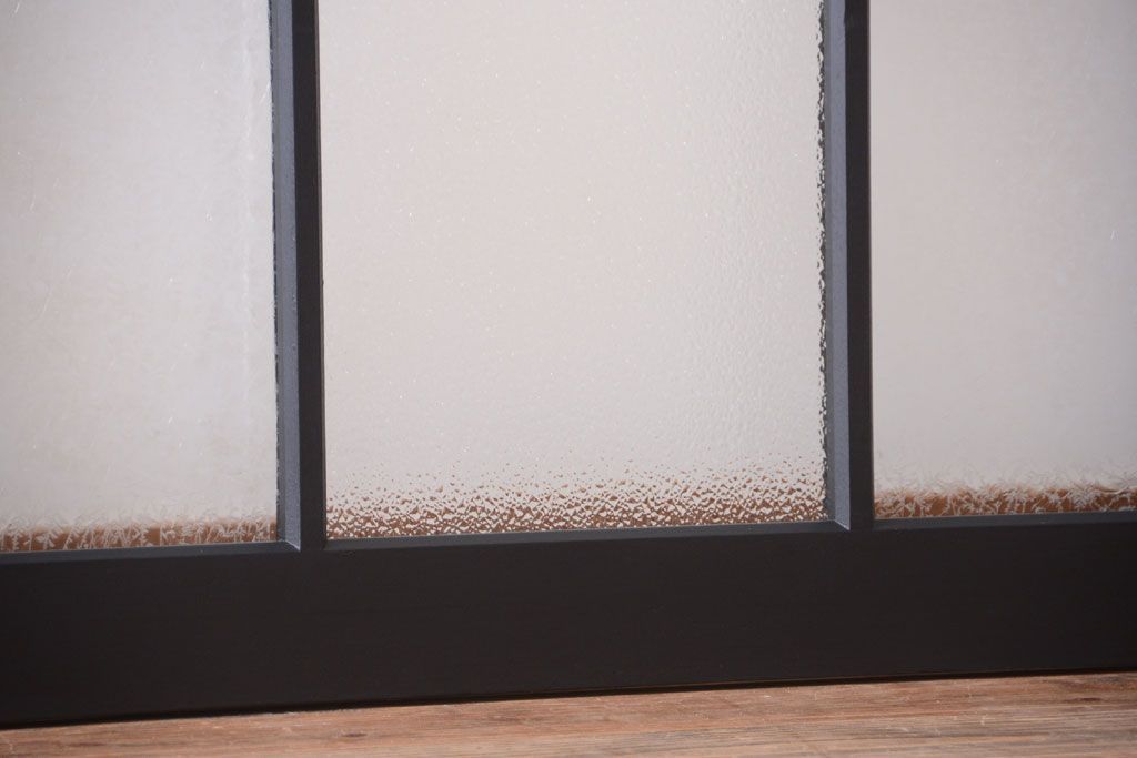 大正ロマン　当時物色ガラス入り!モダンなペイント引き戸4枚セット(窓)(1)