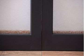 大正ロマン　当時物色ガラス入り!モダンなペイント引き戸4枚セット(窓)(1)