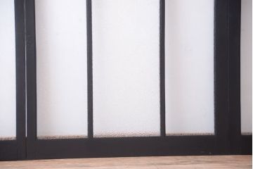 大正ロマン　当時物色ガラス入り!モダンなペイント引き戸4枚セット(窓)(1)