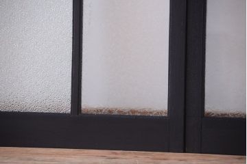 大正ロマン　当時物色ガラス入り!モダンなペイント引き戸4枚セット(窓)(1)