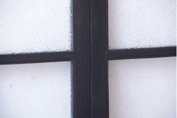 大正ロマン　当時物色ガラス入り!モダンなペイント引き戸4枚セット(窓)(1)