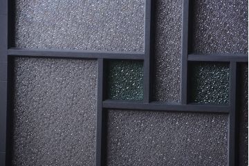 大正ロマン　当時物色ガラス入り!モダンなペイント引き戸4枚セット(窓)(2)