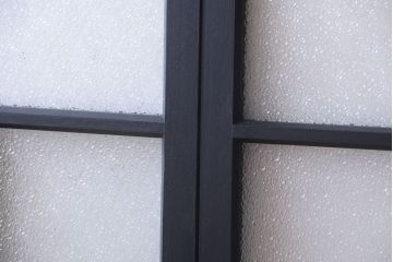 大正ロマン　当時物色ガラス入り!モダンなペイント引き戸4枚セット(窓)(2)