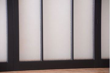 大正ロマン　当時物色ガラス入り!モダンなペイント引き戸4枚セット(窓)(2)