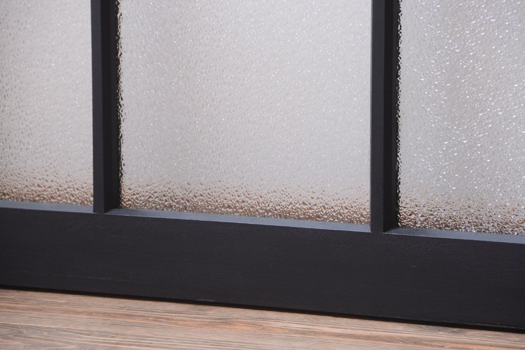 大正ロマン　当時物色ガラス入り!モダンなペイント引き戸4枚セット(窓)(2)