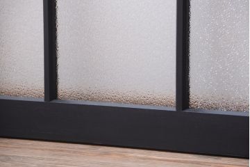 大正ロマン　当時物色ガラス入り!モダンなペイント引き戸4枚セット(窓)(2)