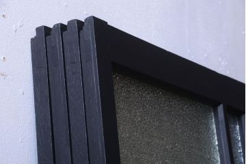 大正ロマン　当時物色ガラス入り!モダンなペイント引き戸4枚セット(窓)(2)