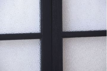 大正ロマン　当時物色ガラス入り!モダンなペイント引き戸4枚セット(窓)(2)