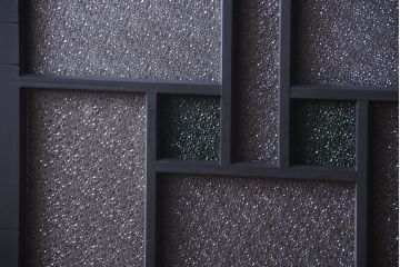 大正ロマン　当時物色ガラス入り!モダンなペイント引き戸2枚セット(窓)(3)