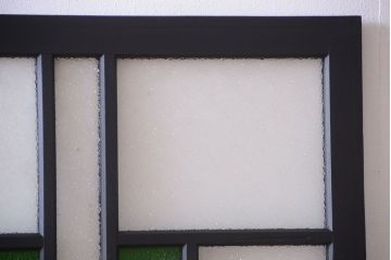 大正ロマン　当時物色ガラス入り!モダンなペイント引き戸2枚セット(窓)(3)
