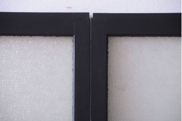 大正ロマン　当時物色ガラス入り!モダンなペイント引き戸2枚セット(窓)(3)