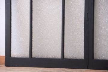 大正ロマン　当時物色ガラス入り!モダンなペイント引き戸2枚セット(窓)(3)