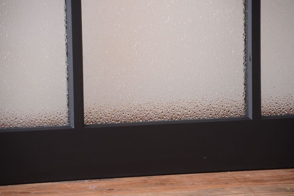 大正ロマン　当時物色ガラス入り!モダンなペイント引き戸2枚セット(窓)(3)