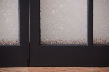 大正ロマン　当時物色ガラス入り!モダンなペイント引き戸2枚セット(窓)(3)