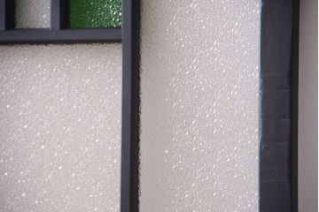 大正ロマン　当時物色ガラス入り!モダンなペイント引き戸2枚セット(窓)(3)