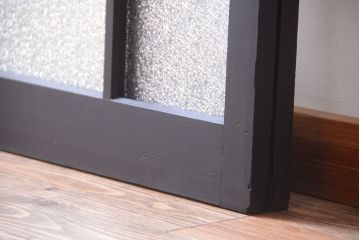 大正ロマン　当時物色ガラス入り!モダンなペイント引き戸2枚セット(窓)(3)