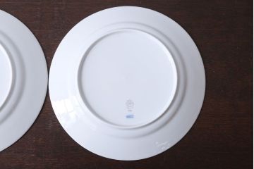 アンティーク雑貨　中古　ROYAL COPENHAGEN(ロイヤルコペンハーゲン)　WHITE FLUTED HALF LACE(ホワイトフルーテッド・ハーフレース) 25cmプレート(大皿)2枚セット(洋食器)