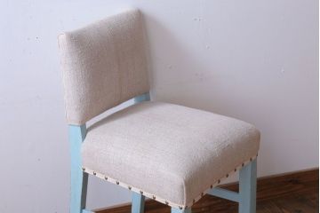 アンティーク家具　アンティークペイント　アンティークリネン座面のチェア(椅子)(1)
