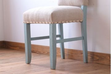 アンティーク家具　アンティークペイント　アンティークリネン座面のチェア(椅子)(1)
