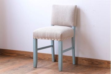 アンティーク家具　アンティークペイント　アンティークリネン座面のチェア(椅子)(2)