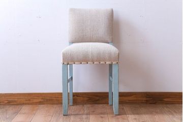 アンティーク家具　アンティークペイント　アンティークリネン座面のチェア(椅子)(2)