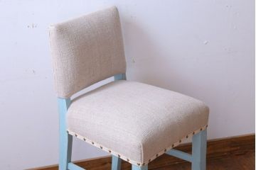 アンティーク家具　アンティークペイント　アンティークリネン座面のチェア(椅子)(2)