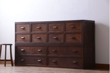 アンティーク家具　和製アンティーク　前面欅材!框が重厚な時代箪笥ローボード(引き出し・ローチェスト)(1)