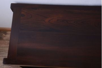 中古　民芸家具　総欅材!重厚な車箪笥(帳場箪笥)