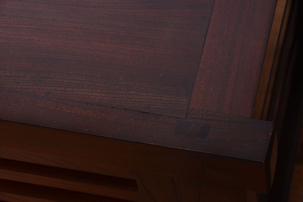 中古　民芸家具　総欅材!重厚な車箪笥(帳場箪笥)