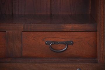 中古　民芸家具　総欅材!重厚な車箪笥(帳場箪笥)