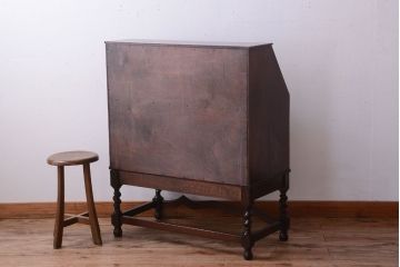 アンティーク家具　イギリスアンティーク　オーク材!ツイストレッグライティングビューロー(デスク)
