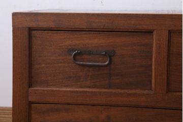 アンティーク家具　和製アンティーク　前面欅材!框が重厚な時代箪笥ローボード(引き出し・ローチェスト)(3)