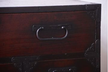 アンティーク家具　古民具・骨董　明治期　前面栗材!アンティーク衣装箪笥(時代箪笥)