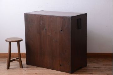 アンティーク家具　古民具・骨董　明治期　前面栗材!アンティーク衣装箪笥(時代箪笥)