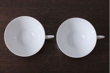 アンティーク雑貨　中古　ROYAL COPENHAGEN(ロイヤルコペンハーゲン)　WHITE FLUTED HALF LACE(ホワイトフルーテッド・ハーフレース) カップ&ソーサー2客セット(洋食器)