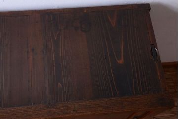 アンティーク家具　古民具・骨董　明治期　隠し付き!前面欅玉杢材のアンティーク帳場箪笥
