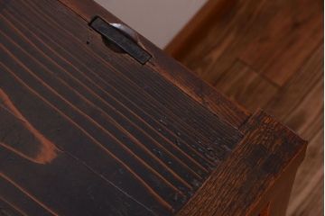 アンティーク家具　古民具・骨董　明治期　隠し付き!前面欅玉杢材のアンティーク帳場箪笥