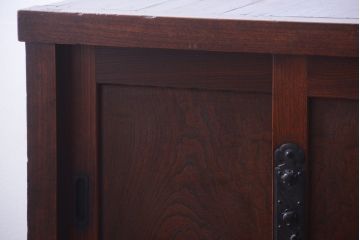 アンティーク家具　古民具・骨董　明治期　隠し付き!前面欅玉杢材のアンティーク帳場箪笥