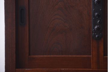 アンティーク家具　古民具・骨董　明治期　隠し付き!前面欅玉杢材のアンティーク帳場箪笥