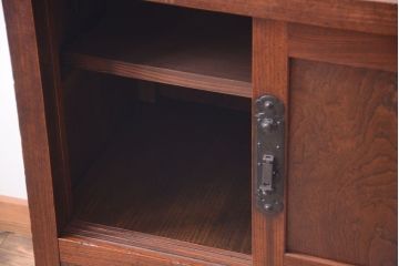 アンティーク家具　古民具・骨董　明治期　隠し付き!前面欅玉杢材のアンティーク帳場箪笥