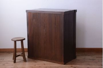 アンティーク家具　古民具・骨董　明治期　隠し付き!前面欅玉杢材のアンティーク帳場箪笥