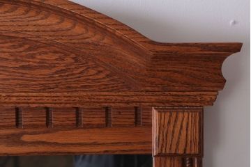 アンティーク雑貨　海外輸入家具　フック付き!オーク材の壁掛けミラー(ウォールミラー)(1)