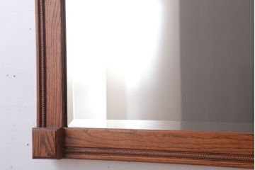 アンティーク雑貨　海外輸入家具　フック付き!オーク材の壁掛けミラー(ウォールミラー)(1)
