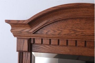 アンティーク雑貨　海外輸入家具　フック付き!オーク材の壁掛けミラー(ウォールミラー)(2)