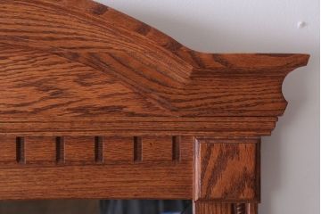 アンティーク雑貨　海外輸入家具　フック付き!オーク材の壁掛けミラー(ウォールミラー)(2)