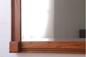 アンティーク雑貨　海外輸入家具　フック付き!オーク材の壁掛けミラー(ウォールミラー)(2)